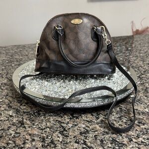 Coach Signature mini Cora dome Brown and Black Crossbody satchel Bag
